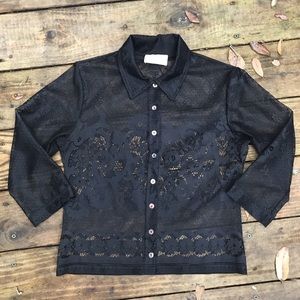 🚫SOLD🚫 VINTAGE DESIGN 90 BLACK LACE BUTTON UP BLOUSE